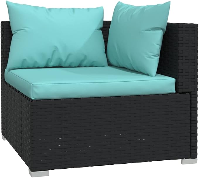 9 Piece Patio Lounge Set with Cushion, Furniture Conversation Sets Patio Lounge Set Outdoor Patio Sectional Piece Patio Set s Poly Rattan Black