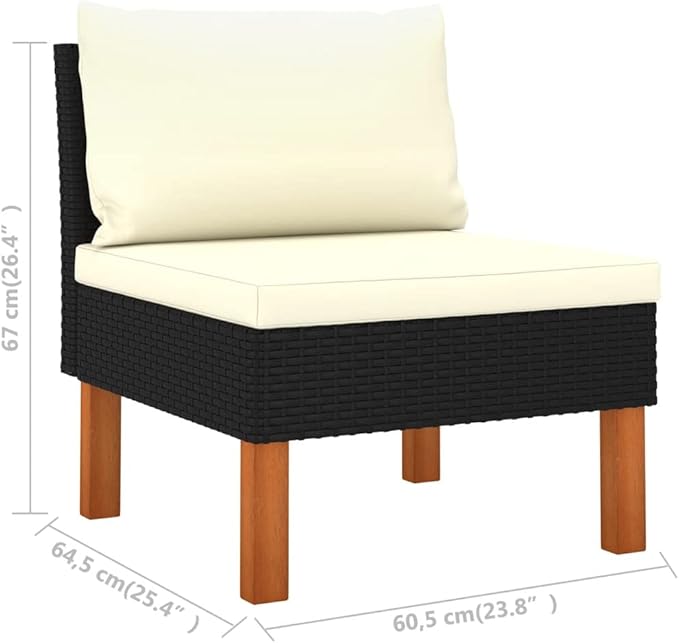 Patio Lounge Set,Patio Furniture Sets,Patio Conversation Sets,Outdoor Furniture Sets,for Garden,Backyard,Outdoor,8 Piece Poly Rattan and Eucalyptus Wood Black