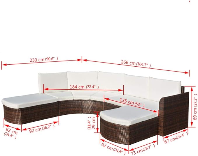 Patio Lounge Set with Cushions,Patio Furniture Sets,Patio Conversation Sets,Outdoor Furniture Sets,for Garden,Backyard,Outdoor,4 Piece Poly Rattan Brown