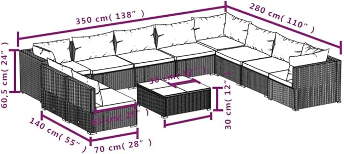Patio Lounge Set with Cushions,Conversation Patio Furniture Porch Furniture Sets Garden Furniture Suitable for Patio, Deck, Front Porch, Poolside or Balcony Brown Poly Rattan