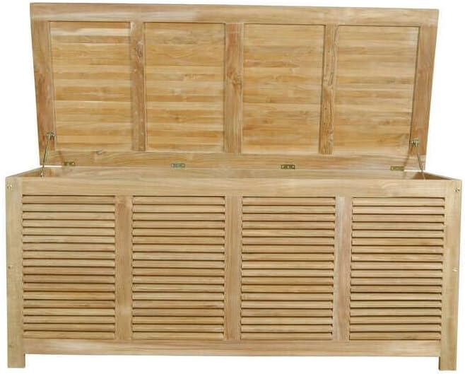 HomeStock Teak Storage Box - Outdoor Deck & Patio Furniture Cushion Container