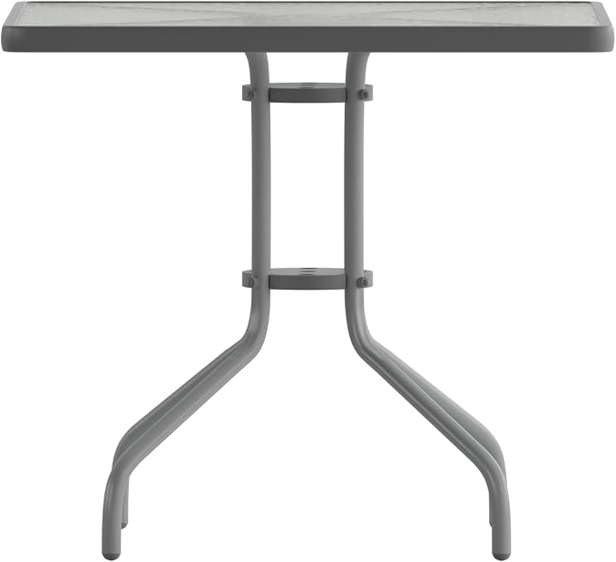 Flash Furniture Barker 31.5'' Square Tempered Glass Metal Table, Silver