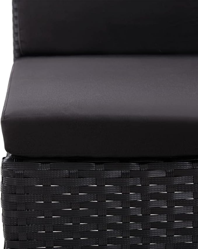 Patio Lounge Set with Cushions,Outdoor Furniture,Outdoor Furniture Sets,Patio Conversation Sets,for Garden,Deck,Backyard,3 Piece Poly Rattan Black