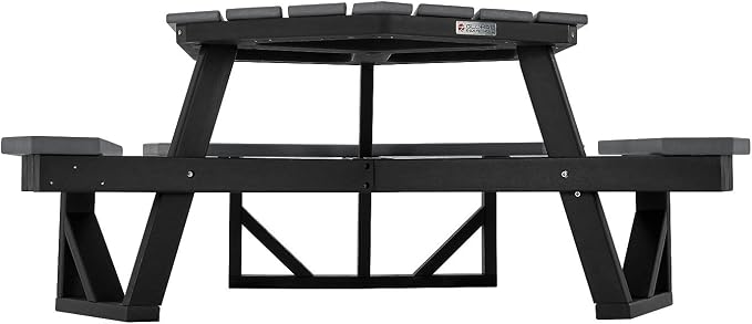 Global Industrial Outdoor 46" Hexagonal ADA Accessible Picnic Table with 3 Attached Benches, Recycled Plastic Construction, 1600 Lbs Weight Capacity, Gray