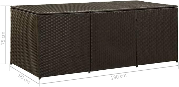 Outdoor Storage Box Poly Rattan Garden Deck Chest with Zipped Liner and Gas Lift Mechanism for Patio Furniture Cushions and Pillows Large Wicker Trunk in Various (180 x 90 x 70 cm)