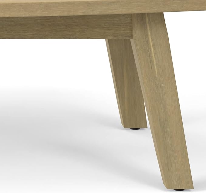 SIMPLIHOME Parkside SOLID ACACIA WOOD 45 inch Wide Rectangle Contemporary Outdoor Coffee Table in Light Teak for the Living Room and Family Room