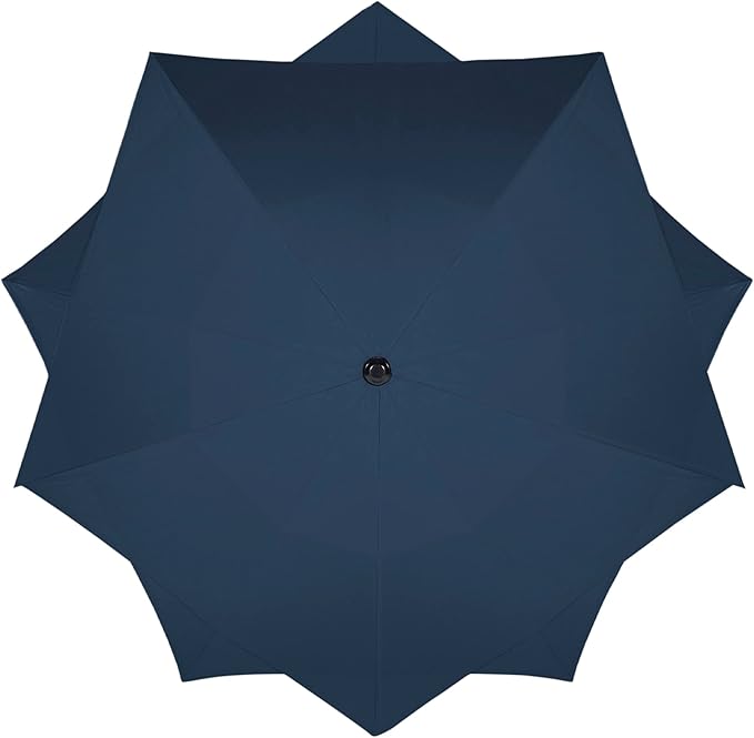 Northlight 8.5ft Outdoor Patio Lotus Umbrella with Hand Crank, Navy Blue