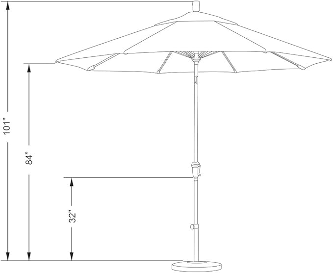 California Umbrella 9' Round Aluminum Market Umbrella, Crank Lift, Auto Tilt, Bronze Pole, Sunbrella Spectrum Cilantro