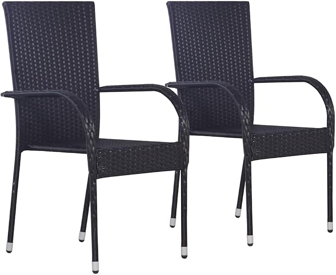 3 pcs Set Patio Dining Set & Balcony Furniture Black Poly Rattan Outdoor Patio Furniture Set Patio Conversation Set for Backyard Front Porch Lawn 43.3 x 20.9 x 28.3 in