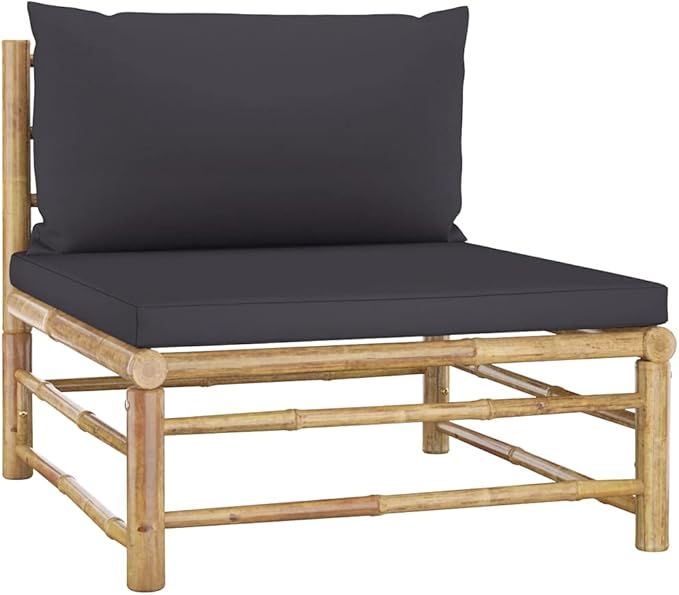 6 Piece Patio Lounge Set with Dark Gray Cushions,Patio Sofa,Patio Seating,Outdoor Couch,Patio Conversation Sets,Front Porch Furniture,Modern Set,Outdoor Furniture, Bamboo