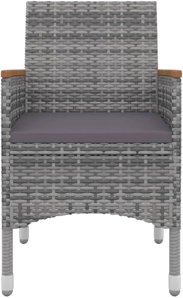 BOWERY HILL Contemporary 5 Piece Patio Dining Set, PE Rattan Weather-Resistant Seats, Gray Finish with Cushions, Glass Tabletop, Compact Outdoor Garden and Terrace Furniture for 4 People