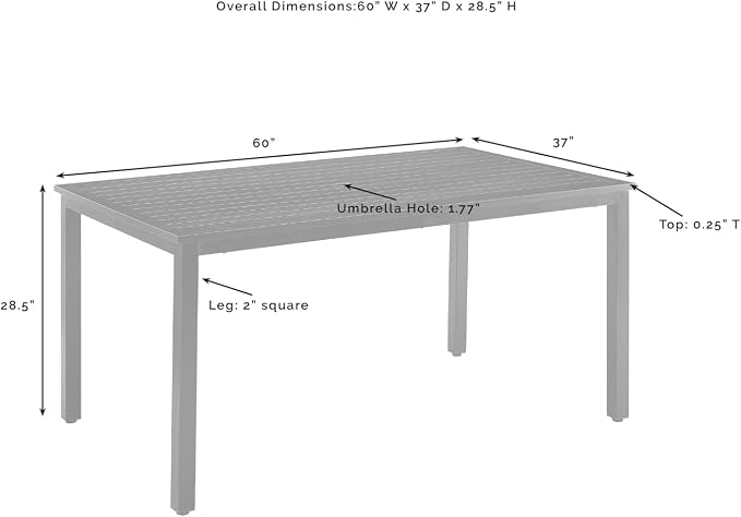 Crosley Furniture Kaplan 6-Person Rectangular Outdoor Dining Table with Umbrella Hole for Outside Patio, Oil-Rubbed Bronze
