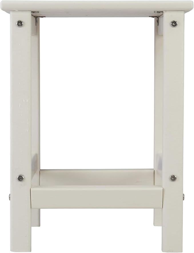 Outdoor Side Table, (HDPE) Wood Square Furniture Small Coffee Side end Table,Double Layer Waterproof Side Table,for Patio, Backyard, Pool,Bedroom, Living Room,Indoor Outdoor (White)