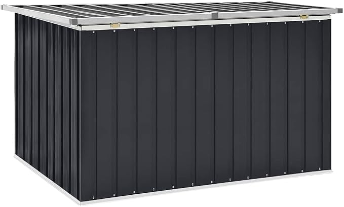 Patio Storage Box 58.7"x39"x36.6" Anthracite Galvanized Steel Outdoor Deck Box for Garden Pool Toys Furniture Cushions Large Weatherproof Storage Container