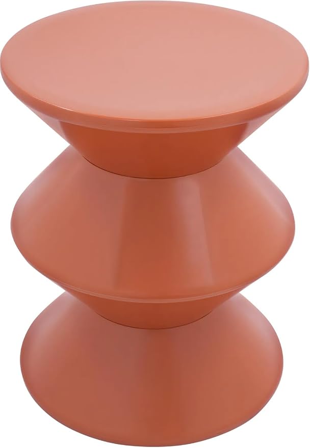 Funky Side Table Trendy Side Table Funky Sofa Stool Small Night Stand for Couch Sofa, White Outdoor Side Tables Boho Decor End Table for Coffee Patio (Orange)