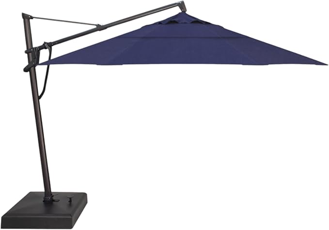 Treasure Garden AKZ PLUS Cantilever Umbrella 13' Octagonal Sunbrella Spectrum Indigo Canopy and Black Frame with Rolling Base