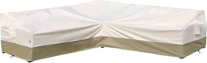 Patio Outdoor Sectional Cover Outdoor Patio Furniture Covers Waterproof Rip-Stop Anti-UV 600D Heavy Duty Outdoor Couch with 3 Air Vent Sofa Cover (V-Shaped-120''X120''),Light Green