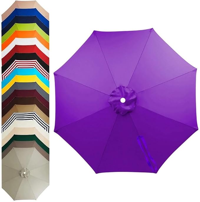 11ft – 8 Ribs Patio Umbrella Replacement Canopy,Waterproof UV-Resistant Outdoor Round Umbrella Top Cover for Outdoor Garden Deck Backyard