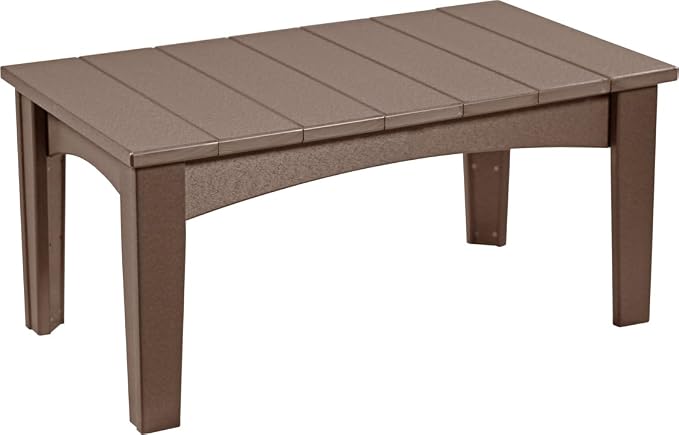LuxCraft Island Coffee Table – HDPE Poly Lumber Outdoor Patio Table, Weather-Resistant Coastal Style, Low-Maintenance Durable Design (Chestnut Brown)