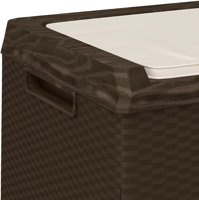Garden Storage Box 92.5 Gal Brown Polypropylene Outdoor Deck Box 48.8 x 48.8 x 23.2 in Modern Matte Finish Patio Storage Container for Garden Terrace Balcony