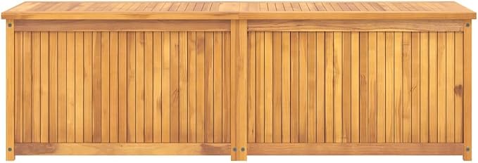 Outdoor Storage Chest 68.9 x 19.7 x 21.7 in Brown Solid Teak Wood Deck Box for Patio Garden Balcony with Easy-Access Lid