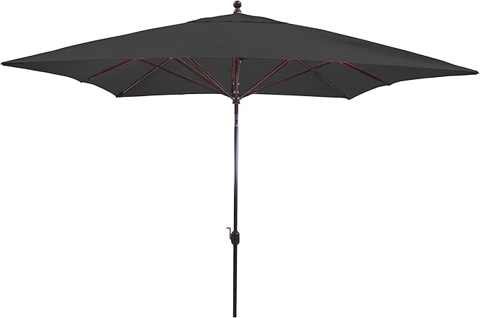Galtech Premium Black Sunbrella Umbrella 10FT, Withstands Winds, Stand Alone Patio Shade, Auto Tilt, Square Design, Fade Resistant Fabric
