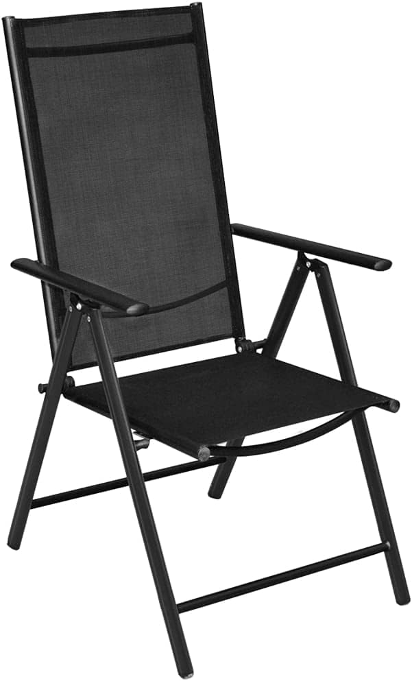 5 Piece Patio Dining Set, Sectional Sofa Front Porch Furniture Patio Conversation Set Porch Furniture Set for Negotiation Area Poolside Piazza Garden with Folding Chairs Aluminum Black