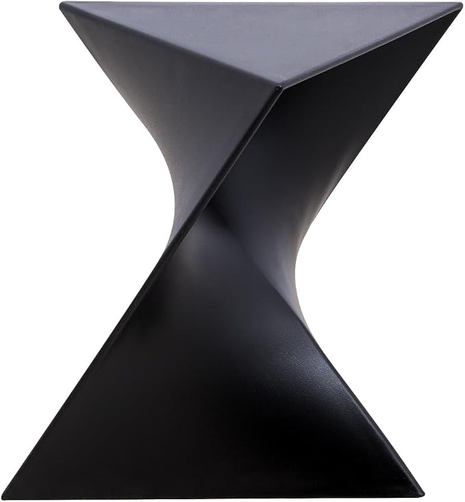 LeisureMod Randolph 15.75" Stackable Side Table Weather Resistant Versatile Plastic Triangular Accent End Table for Living Room, Backyard, or Lawn Randolph Series (Black, Set of 2)