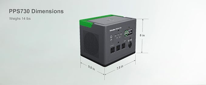Schneider OffGrid 738Wh Portable Power Station, PPS730 Portable Solar Generator with Wireless Charging Pad, for Camping or Home