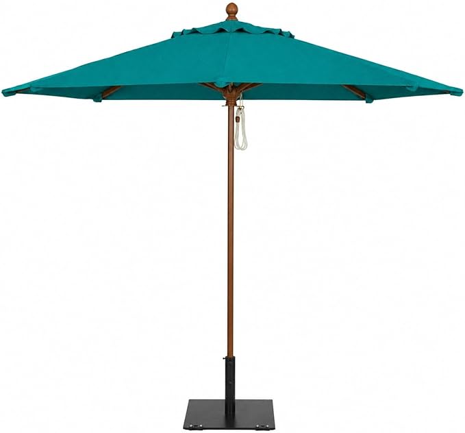 9' Octagonal Wooden Market Umbrella with Pulley System, Wood Frame, Maple Handle, Acrylic Canopy, UV Blocking, Patio Use