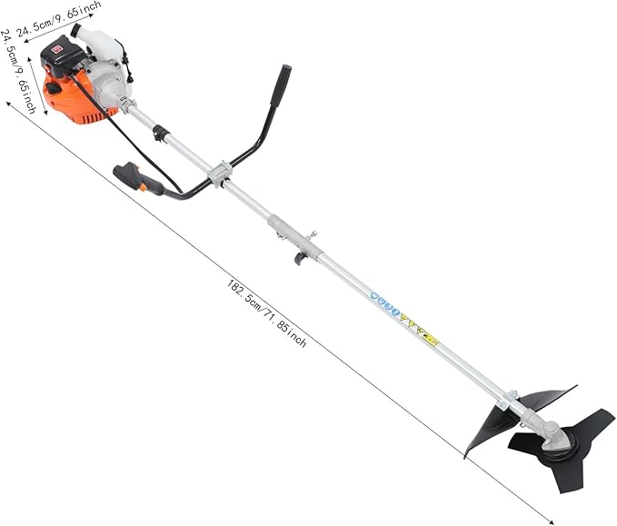 Brush Cutter, 2-Stroke 42.7CC 1.25KW Gas Lawn Edger Air Cooled Weed Wacker Multifunction Weed Eater Aluminum Gas Powered Weed Trimmer Garden Trimmer w/0.2 Gal Fuel Tank Capacity&3 Brush Cutter