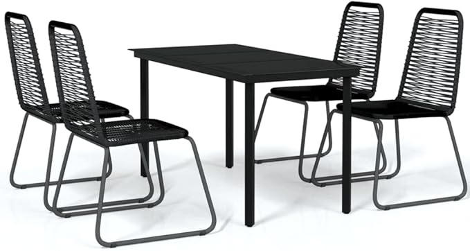 Backyard Furniture Patio Conversation Sets Outdoor Seating 5 Piece Patio Dining Set Black Suitable for Swimming Pool, Courtyard, Garden