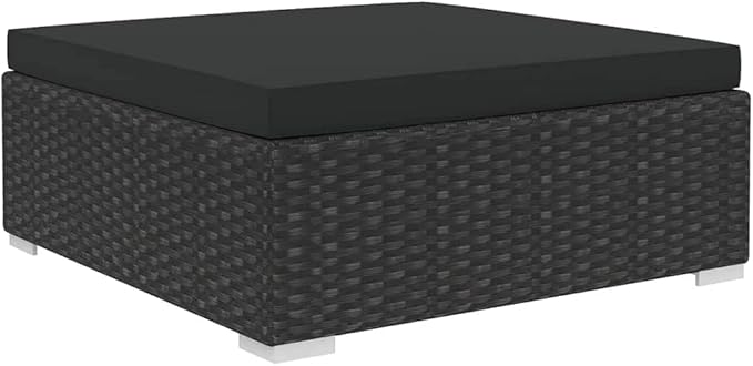Patio Lounge Set with Cushions,Outdoor Furniture,Outdoor Furniture Sets,Patio Conversation Sets,for Garden,Deck,Backyard,4 Piece Poly Rattan Black