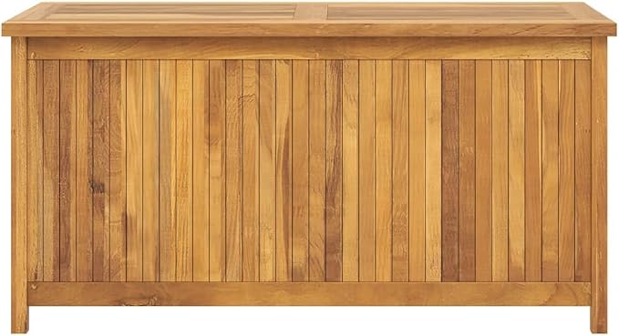 Garden Storage Box, Outdoor Crate for Patio Furniture, Pool Accessories, Yard Tools, Moisture-Proof and UV-Resistant, 48.9x19.7x22.8 in Solid Teak Wood