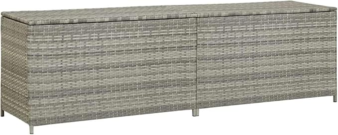 Grey Polyethylene Rattan Storage Chest with Zipper Closure, 78.7 in x 19.7 in x 23.6 in, Durable Weather-Resistant Outdoor Box for Garden Balcony Garage Organization