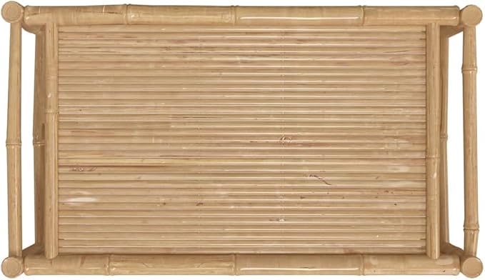 Bamboo Rectangular Garden Coffee Table, Modern Low Profile Outdoor Patio Furniture, Coffee and Drink Serving Table for Balcony and Backyard