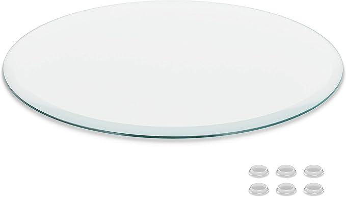 The Better Bevel 16 inch Round Glass Table Top - Clear Tempered Glass Surface Protector - Safe Beveled Edge - Coffee, Dining and End Table