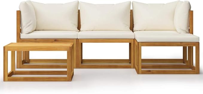 Patio Lounge Set with Cushions,Outdoor Tables and Chairs,Outdoor Furniture Sets,Patio Conversation Sets,for Garden,Deck,Backyard,5 Piece Solid Acacia Wood