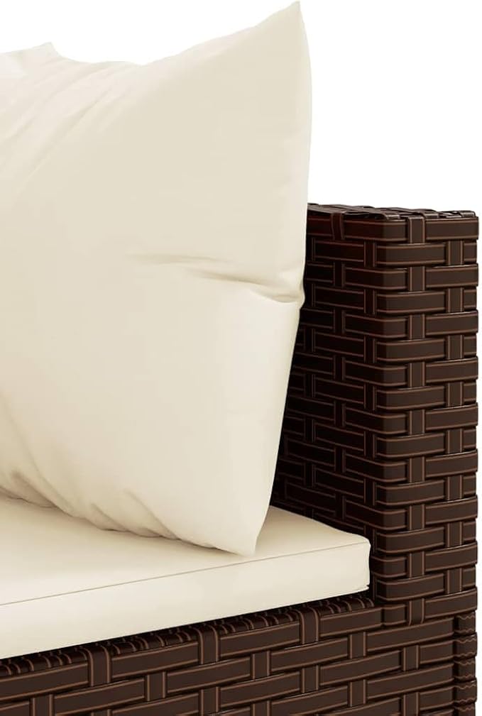 Outdoor Seating Furniture,Outdoor Conversation Sets,4 Piece Patio Lounge Set with Cushions Brown Poly RattanSuitable for Patio, Garden, Gazebo Low