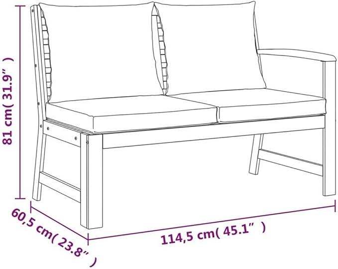 Afuera Living 5-Piece Modular Patio Dining Set, Solid Acacia Wood, Natural/Brown Finish, Weather-Resistant Cushions, Smooth Retro Design, Includes Benches and Sofa, Outdoor Garden or Terrace Seating