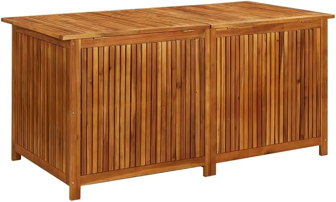 Wooden Deck Box Large Outdoor Storage for Patio Furniture, Garden Tools, Pool Supplies, Outdoor Backyard Patio Storage Deck Box Container, 59.1"x31.5"x29.5" Solid Acacia Wood
