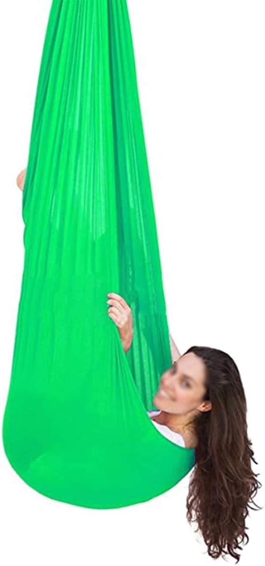 Hanging Child Swing for Indoor Outdoor Adult Stretch Yoga Cloth Children Kids Cuddle Hammock with Special Needs for Autism ADHD ADD Therapy Sensory Integration (Color : B, Size : 100 x 280 cm)
