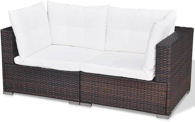 Patio Lounge Set with Cushions,Outdoor Patio Furniture,Conversation Furniture,Patio Furniture Sets,for Terrace,Garden,Backyard,5 Piece Brown Poly Rattan