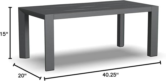 Homestyles Grayton Outdoor Coffee Table – 40-Inch Wide Aluminum Patio Table, Slatted Top, Rust-Resistant Frame, Easy Assembly, Gray