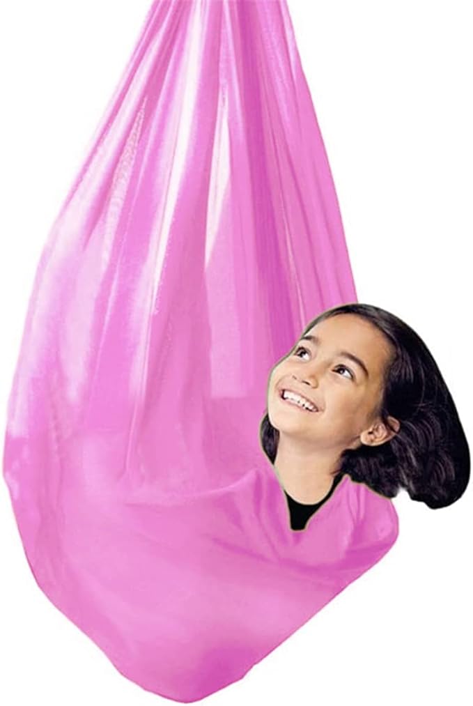 Sensory Swing for Adults Kids Indoor Outdoor Therapy Swing Calming Snuggle Hammock Durable Soft Strong Fabric Swing Great for Sensory Integration Stimulation (Color : Pink, Size : 1M x 2.8M)