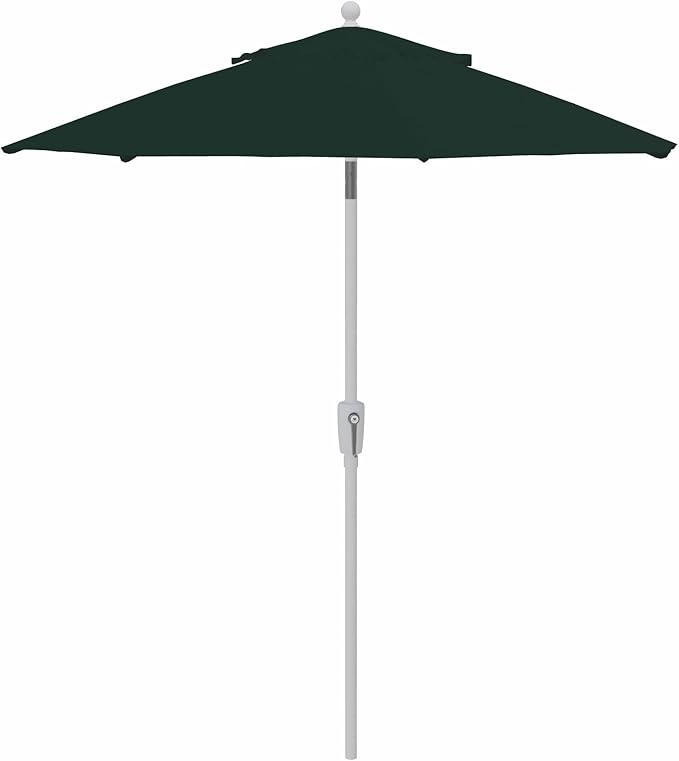 Treasure Garden 7.5ft Patio Umbrella – Outdoor Market Umbrella – Push Button Tilt – White Aluminum Frame (Sunbrella, Forest Green)