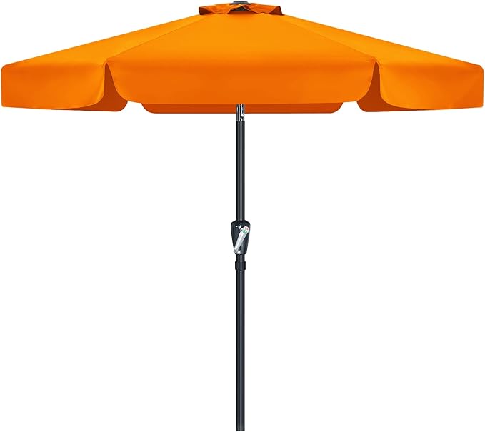 MASTERCANOPY 7.5ft Patio Umbrella with Valance, Crank and Tilt – 6 Ribs Outdoor Market Umbrella, UV/Fade Resistant, Waterproof Canopy with Wind Vent for Garden, Deck, Backyard, Pool (Orange)
