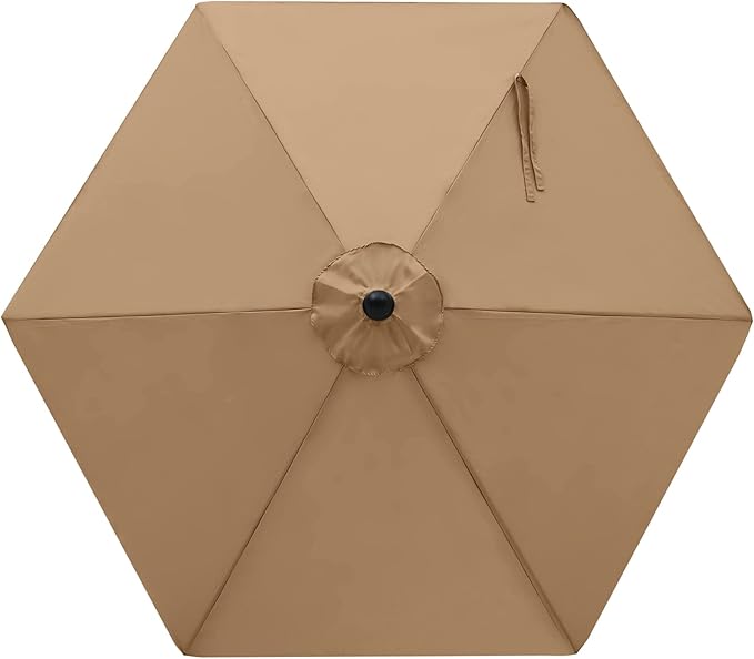 MASTERCANOPY Patio Umbrella 7.5 ft Replacement Canopy for 6 Ribs-Khaki Canopy Only