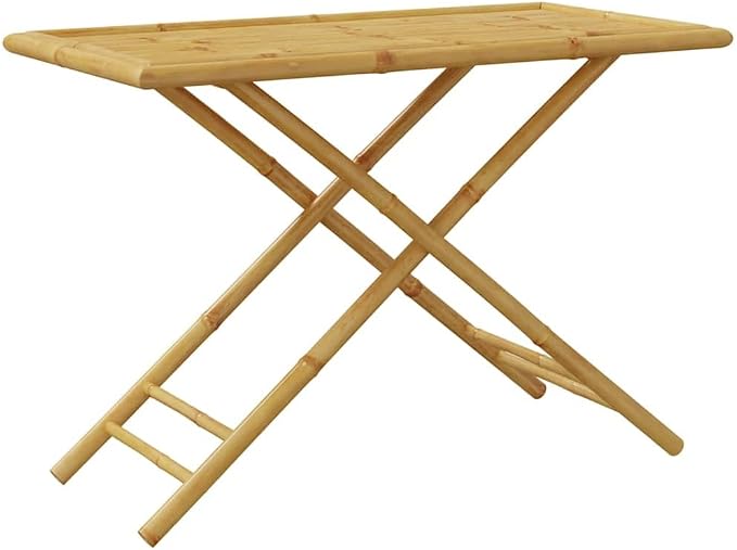 Bamboo Folding Patio Table 43.3x21.7x29.5 Inches, Outdoor Garden Table with Slatted Top, Portable Space-Saving Side for Courtyard, Greenhouse
