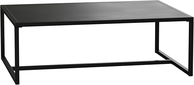 EMMA + OLIVER All-Weather Commercial Grade Indoor/Outdoor Steel Patio Coffee Table in Black